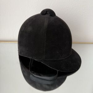 Vintage Jockey Horse Riding Equestrian Helmet Hat Racing Black Velvet No Size